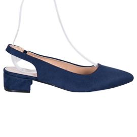 Goodin Zapatos de tacón con tacón descubierto azul marino