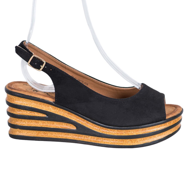 Goodin Sandalias de ante claro negro