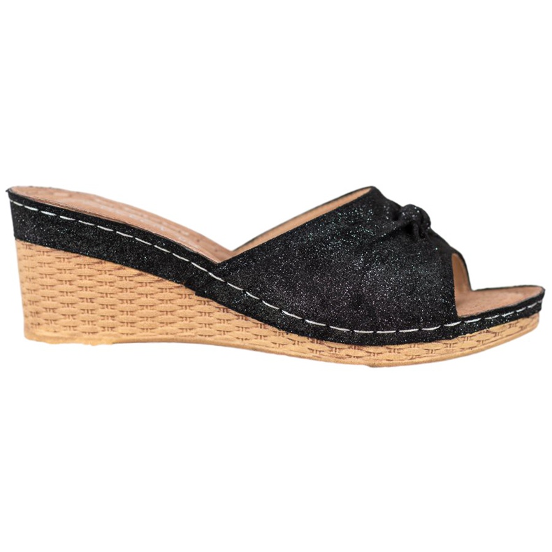 Pantuflas VINCEZA con purpurina elegantes negro