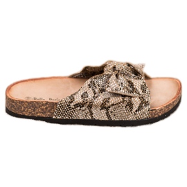 Bella Paris Pantuflas con estampado de serpiente beige