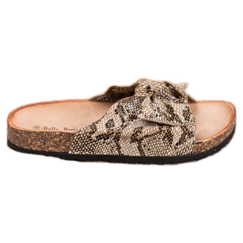 Bella Paris Pantuflas con estampado de serpiente beige