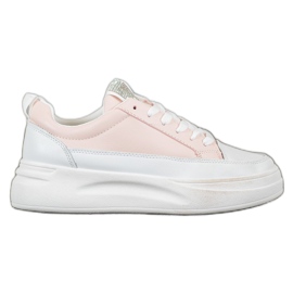 SHELOVET Zapatillas en la plataforma de moda blanco rosa