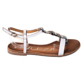 Sandalias Con Cinturón VINCEZA Decorativo blanco