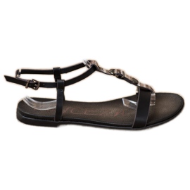 Sandalias Con Cinturón VINCEZA Decorativo negro