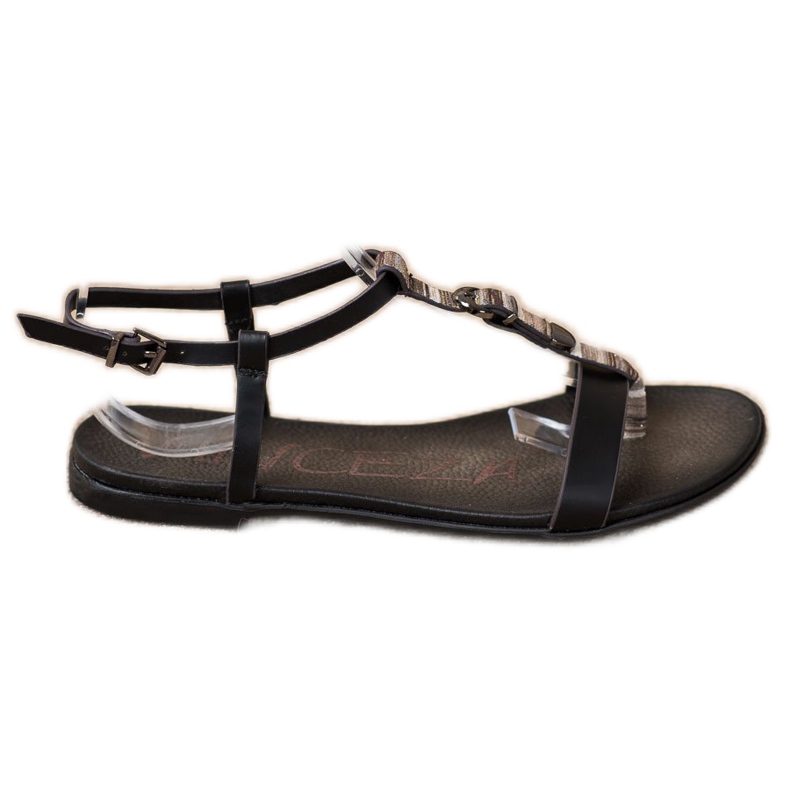 Sandalias Con Cinturón VINCEZA Decorativo negro