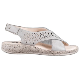 SHELOVET Cómodas sandalias de velcro gris