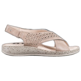 SHELOVET Cómodas sandalias de velcro marrón