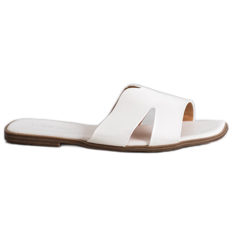 SHELOVET Pantuflas Clásicas de Piel Ecológica blanco