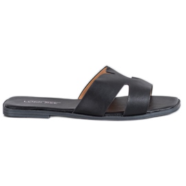 SHELOVET Pantuflas Clásicas de Piel Ecológica negro