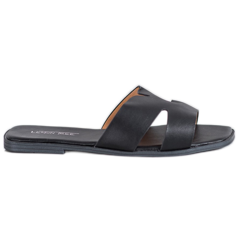 SHELOVET Pantuflas Clásicas de Piel Ecológica negro