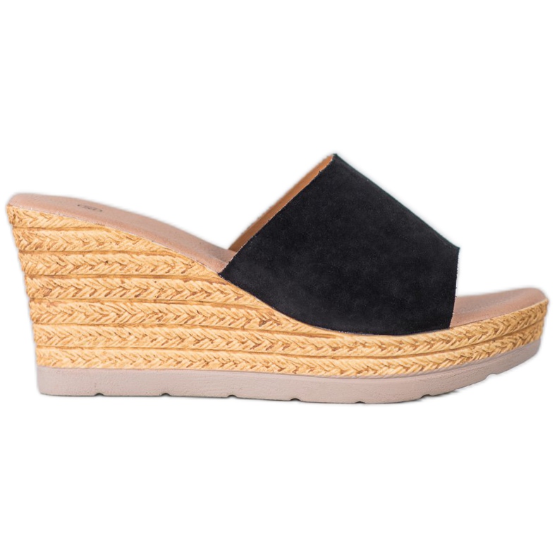 SHELOVET Sandalias de cuña de ante negro
