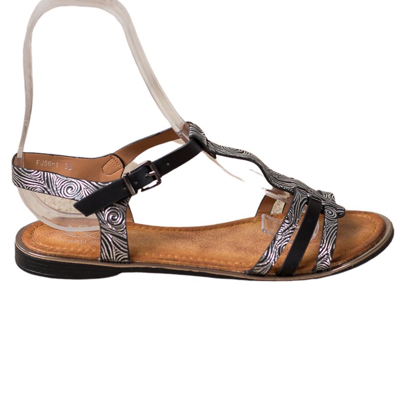 Small Swan Sandalias elegantes negro gris