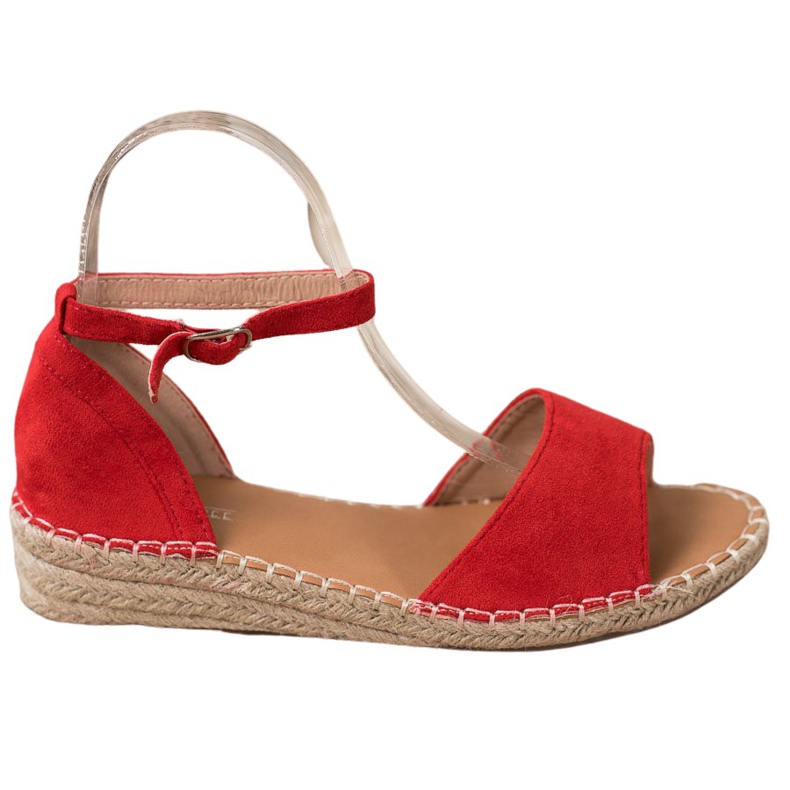 SHELOVET Sandalias alpargatas de ante rojo SHELOVET Sandalias alpargatas de ante rojo