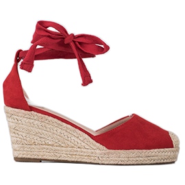 SHELOVET Alpargatas de cuña rojo