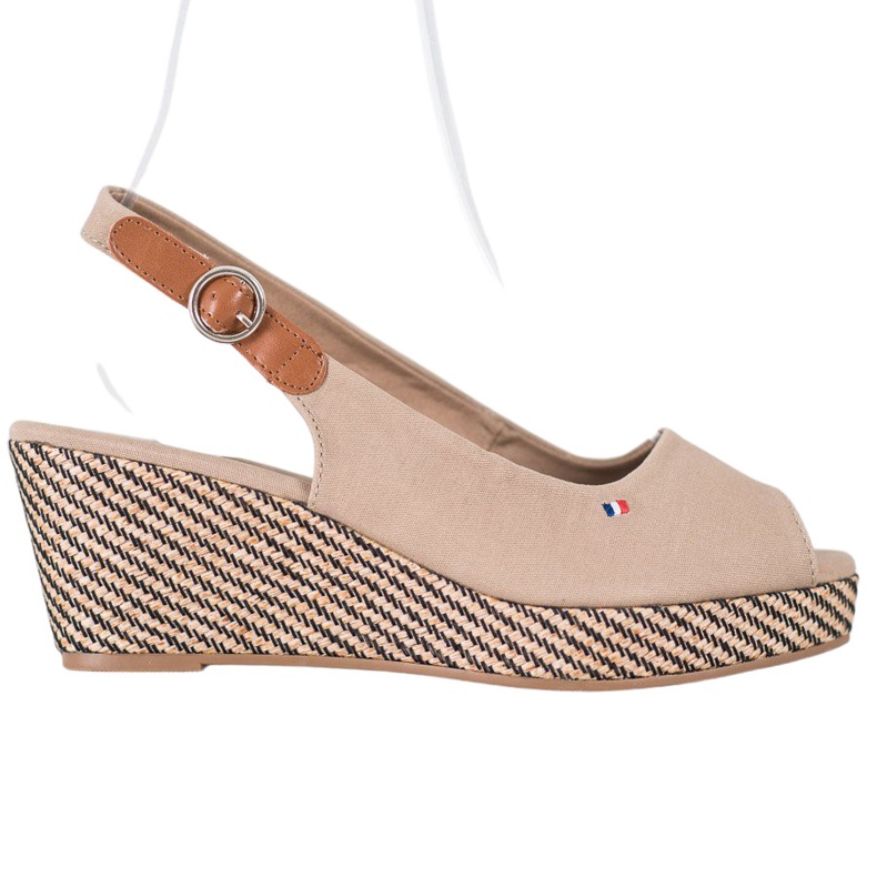 SHELOVET Sandalias de cuña clásicas beige