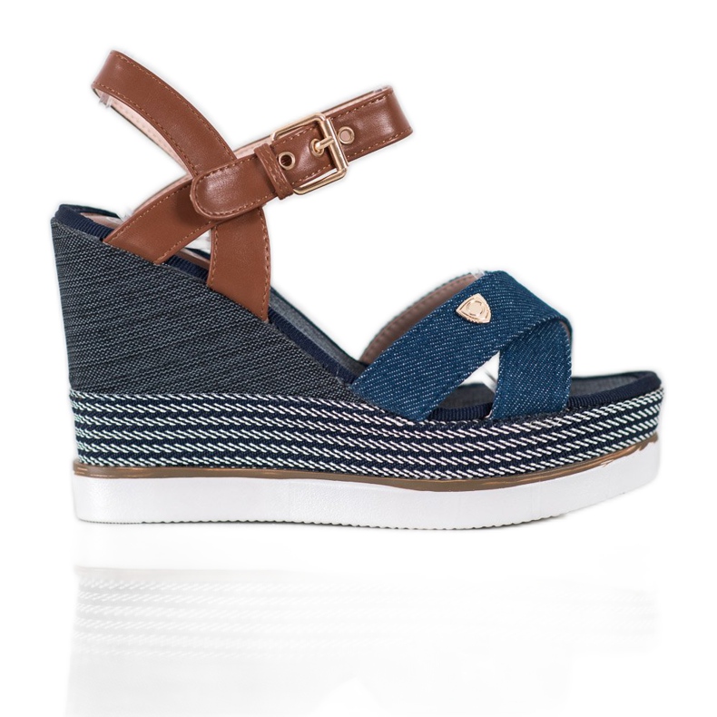 SHELOVET Sandalias de cuña azul SHELOVET Sandalias de cuña azul