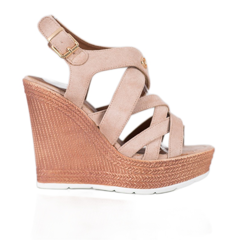 Comer Sandalias de cuña de moda beige Comer Sandalias de cuña de moda beige