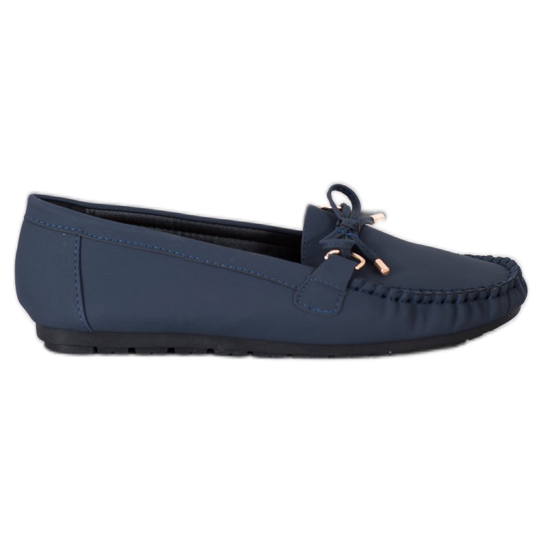 Diamantique Mocasines de cuero ecológico azul marino