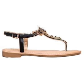 Small Swan Sandalias elegantes con circonita cúbica negro