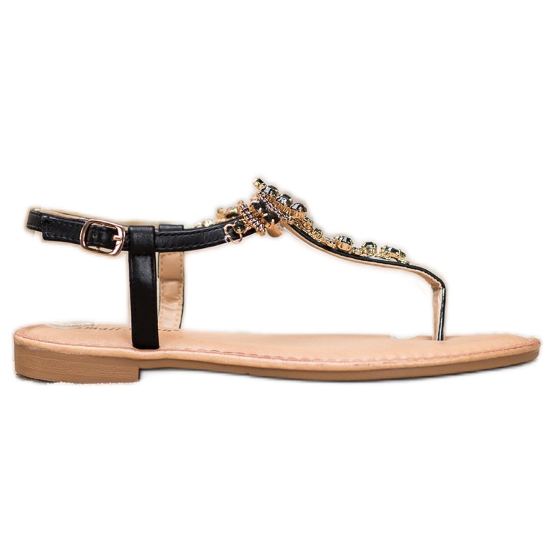Small Swan Sandalias elegantes con circonita cúbica negro
