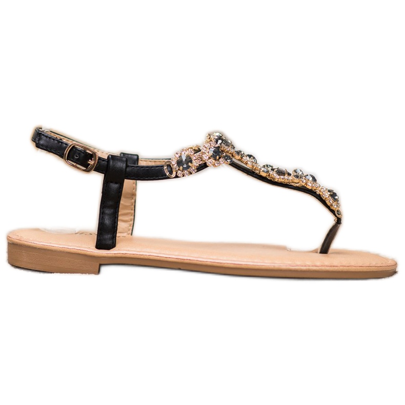 Small Swan Sandalias Chanclas Con Circonita negro