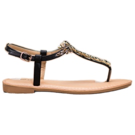 Small Swan Sandalias Elegantes Con Circonita negro
