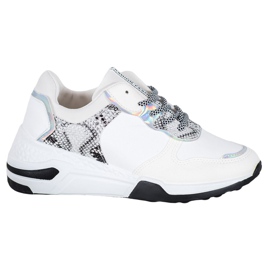 SHELOVET Zapatillas con estampado de serpiente blanco multicolor