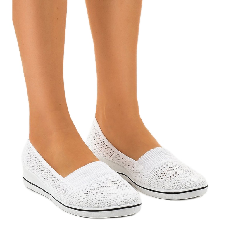 Zapatillas blancas con tacón de cuña HJ1801-9 blanco Zapatillas blancas con tacón de cuña HJ1801-9 blanco