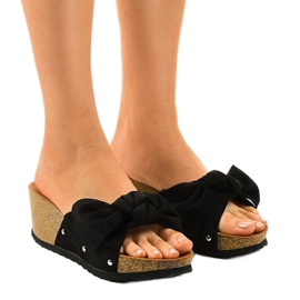 Sandalias de cuña negras 7862-KL negro
