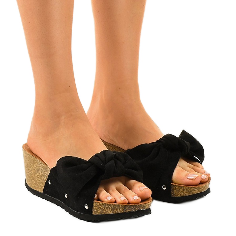Sandalias de cuña negras 7862-KL negro