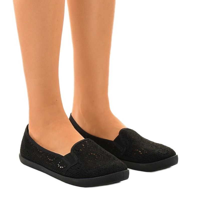 Zapatillas negras sin cordones caladas HJ1709 negro Zapatillas negras sin cordones caladas HJ1709 negro