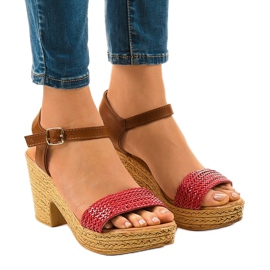 Sandalias rojas de tacón 150-614 rojo
