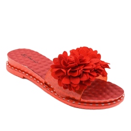Chanclas rojas con flores N-49 rojo
