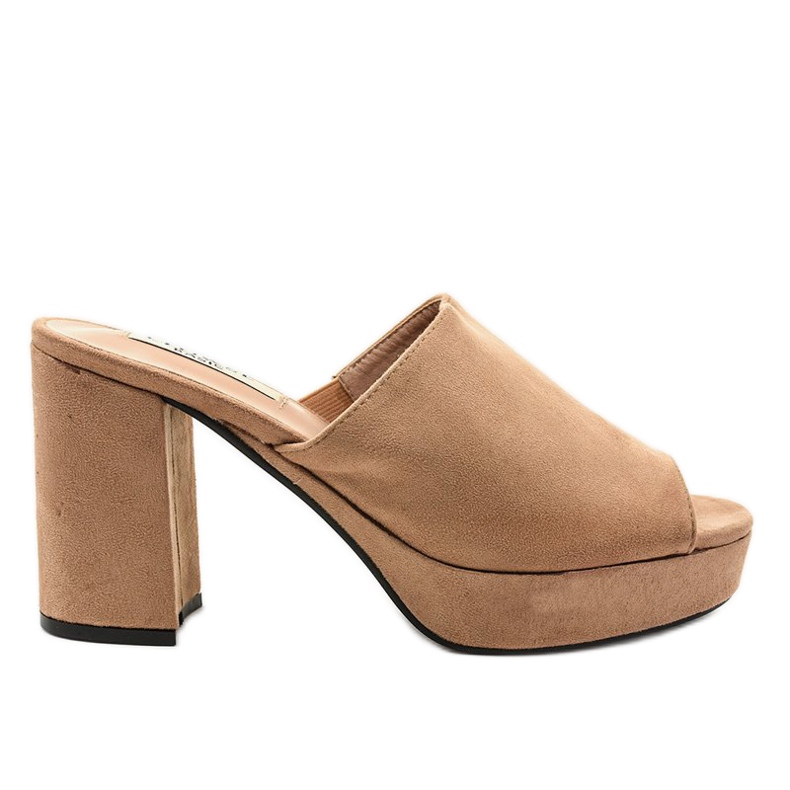 Zapatilla tacón ante caqui 9R17 beige Zapatilla tacón ante caqui 9R17 beige