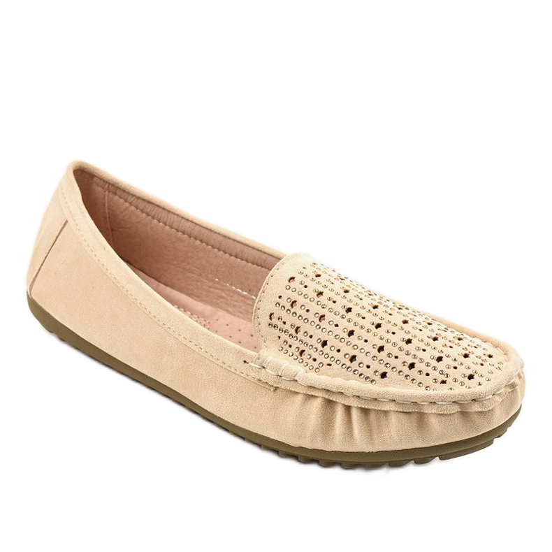 Mocasines beige calados con lentejuelas YSD823Y