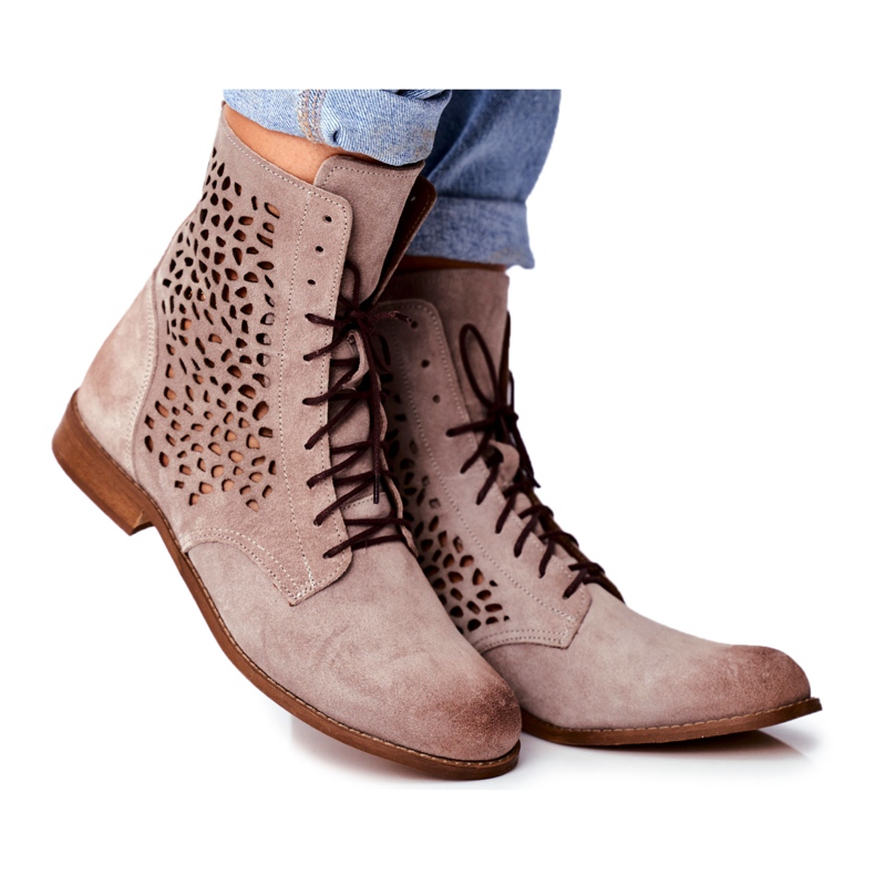 Nicole Botas de piel para mujer Cappucino Meridan beige