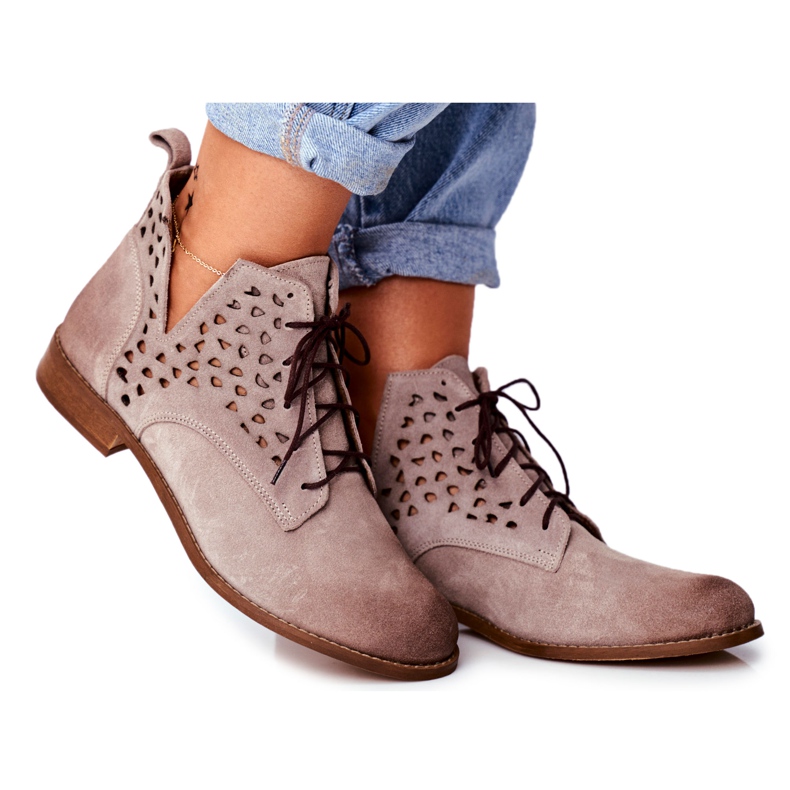 Nicole Botas de Piel Mujer Cappucino Low Meridan beige