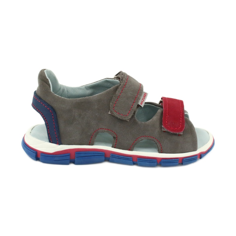 Mazurek Chicos de cuero con sandalias de cuero rojo gris 314