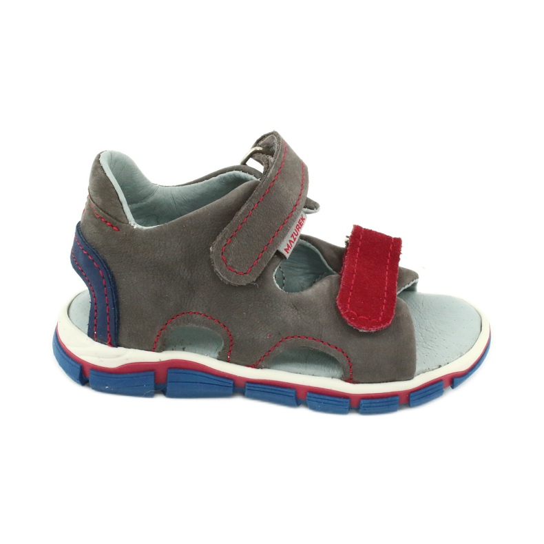 Mazurek Chicos de cuero con sandalias de cuero rojo gris 314
