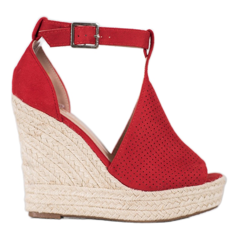 SHELOVET Sandalias de cuña caladas rojo