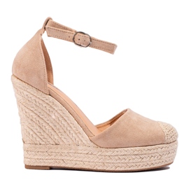 SHELOVET Alpargatas de cuña con estilo beige