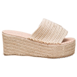 SHELOVET Zapatilla cuña trenzada Ll909be beige
