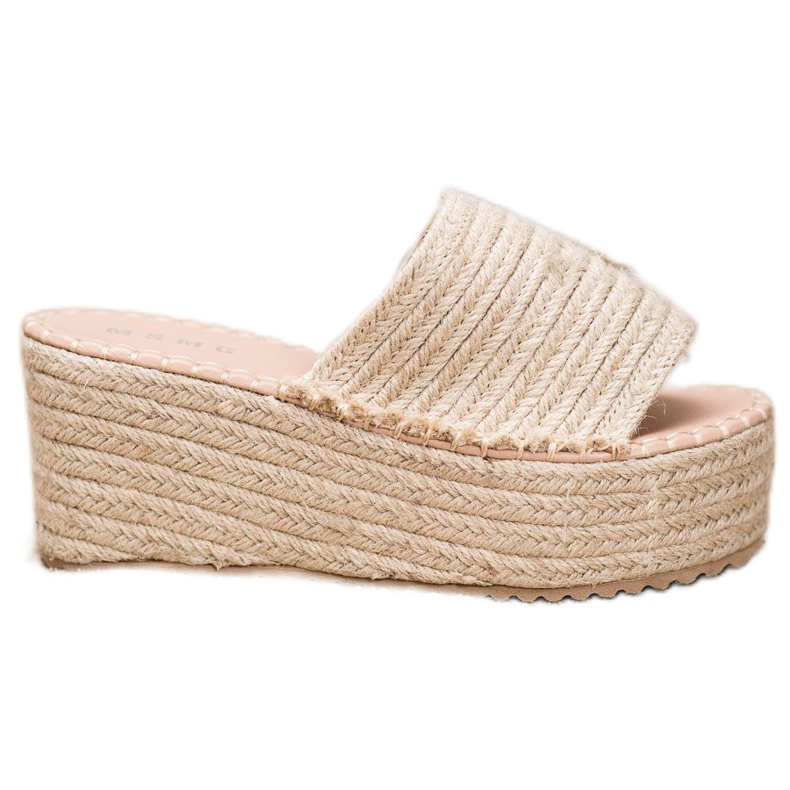 SHELOVET Zapatilla cuña trenzada Ll909be beige