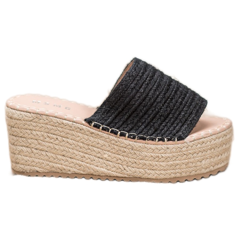 SHELOVET Sandalias de cuña trenzadas negro