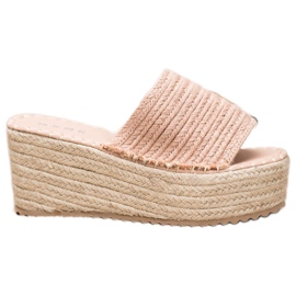 SHELOVET Sandalias de cuña trenzadas rosa