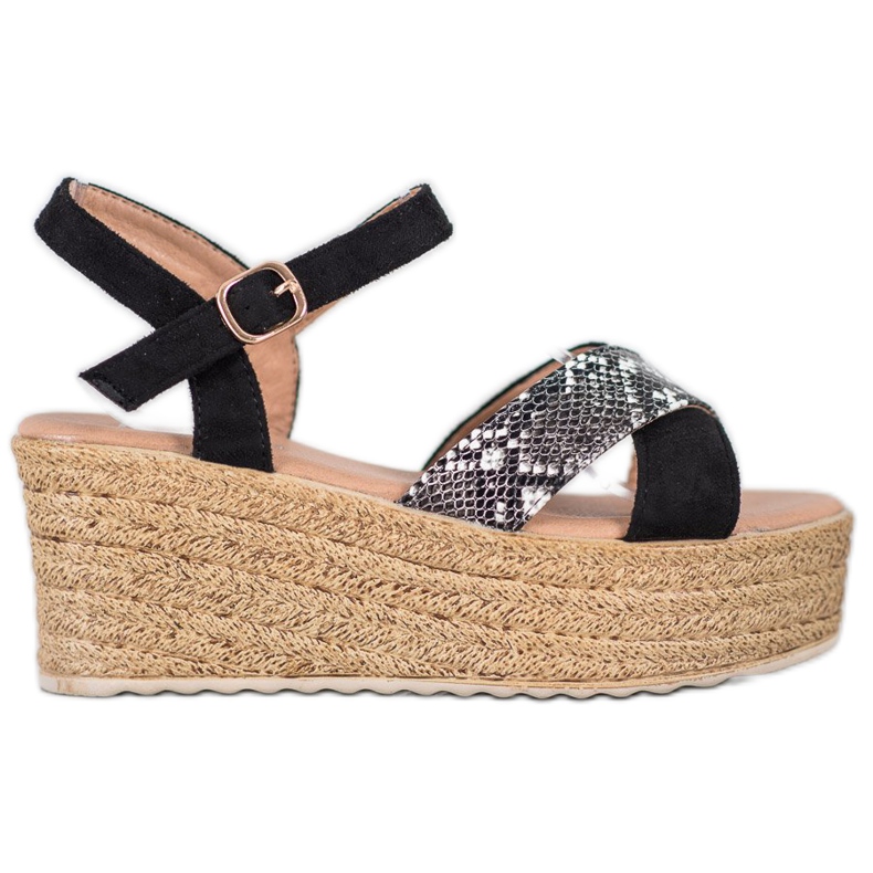SHELOVET Sandalias Cuña Estampado Serpiente negro