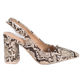 Comer Zapatos de salón clásicos con tacón abierto beige multicolor