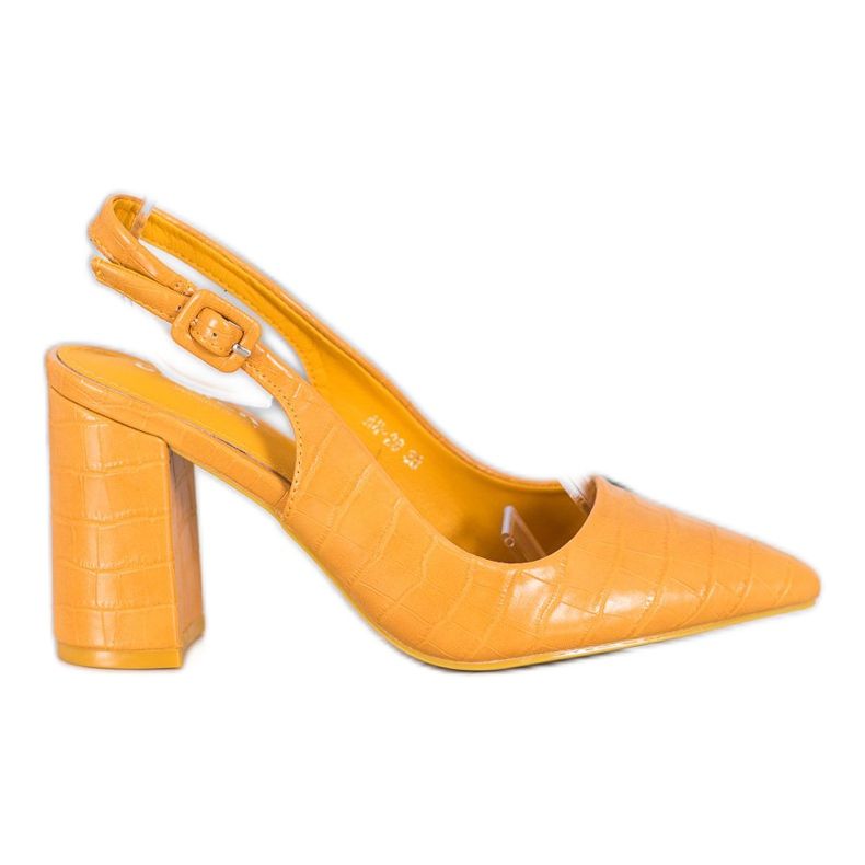 Comer Zapatos de salón clásicos con tacón abierto amarillo Comer Zapatos de salón clásicos con tacón abierto amarillo