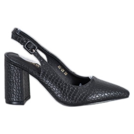 Comer Zapatos de salón clásicos con tacón abierto negro