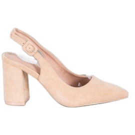 Comer Zapatos de salón clásicos con tacón abierto beige